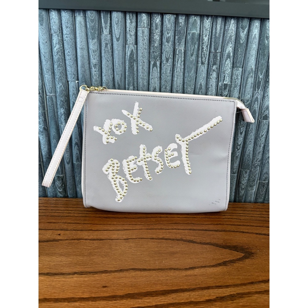 Betsey Johnson XOX Betsey Studded Lavender Saffiano Faux Leather Clutch